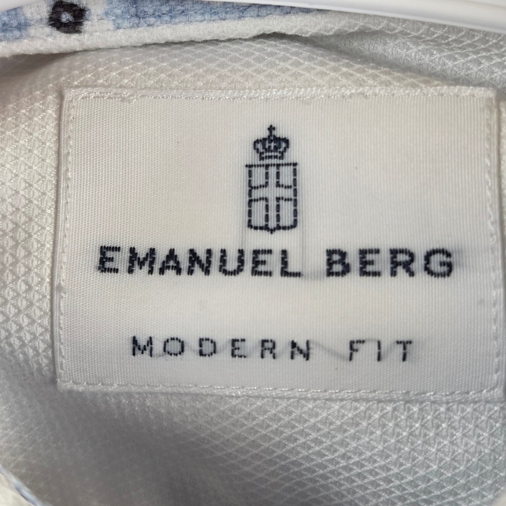 Emanuel Berg Mens White Modern Fit Cotton Button Down Shirt XL 17.5 Poland - Picture 3 of 8